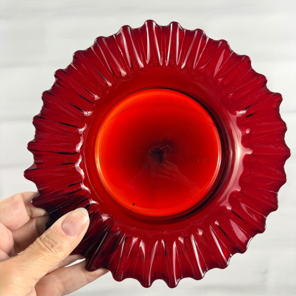 Blenko 420 Ruby Ruffled Art Glass Pre-Designer Plate